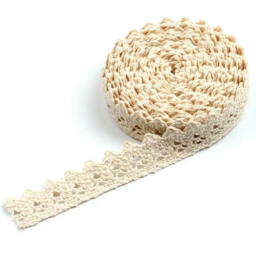 2/5/10 Yards Beige Baumwolle Bestickte Spitzenapplikation DIY Handarbeit Basteln Kleidung Besatz Bänder Nähen Tüll Zubehör Zubehör-4-Breite 20mm-5 Meter von ZFISH