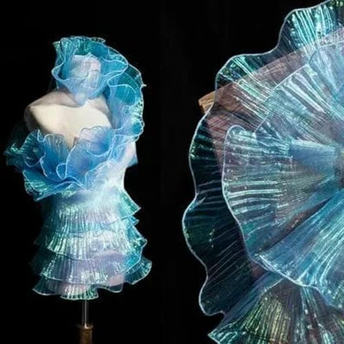 2 Meter plissierter Organza-Spitzenbesatz mit Rüschen, Farbverlauf, 13 cm breit, DIY-Kleidung, Spleißen, Dekorband, Hochzeitskleid, Nähstoff, Hellblau, 13 cm, 2 Meter 2 Meter plissierter Organza-Spitzenbesatz mit Rüschen, Farbverlauf, 13 cm breit, DIY-Kleidung, Spleißen, Dekorband, Hochzeitskleid, Nähstoff, Hellblau, 13 cm, 2 Meter von ZFISH
