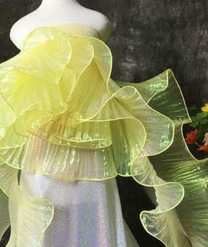 2 Meter plissierter Organza-Spitzenbesatz mit Rüschen und Farbverlauf, 13 cm breit, DIY-Kleidung, Spleißen, Dekorband, Hochzeitskleid, Nähstoff, Gelb, 2 Meter 2 Meter plissierter Organza-Spitzenbesatz mit Rüschen und Farbverlauf, 13 cm breit, DIY-Kleidung, Spleißen, Dekorband, Hochzeitskleid, Nähstoff, Gelb, 2 Meter von ZFISH