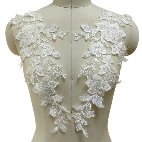 2 Paar, 5 Paar. Perlenstickerei, 3D-Spitze, Spiegel, Blumen, Blätter, handgefertigt, DIY, Hochzeitsschleier, Patch-Applikation – 4 Stück, 2 Paar von ZFISH