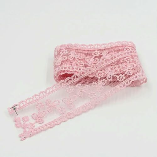 2 Yard/Lot 35 mm Stickerei-Spitzenbesatz, exquisites Nähband, Gurtband, DIY-Besatz für Hochzeitsfeier, Mädchen, Kleiderzubehör, Pink, 35 mm, 2 Yards von ZFISH