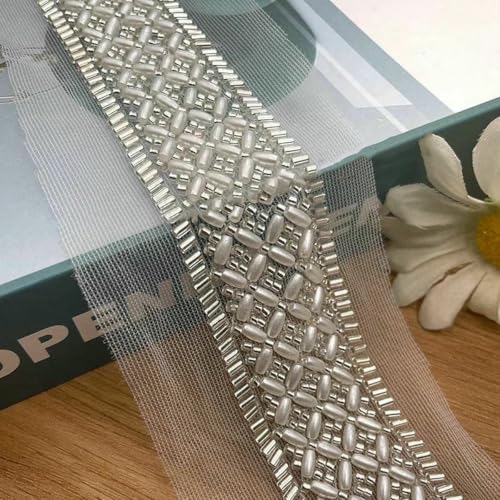 2 Yards Perlenbesatz, weiße Netzstickerei, Perlenbesatz, Band, Streifen, Spitze, Kleidungsstück, Nähzubehör, Stil 6–2 Yards Preis von ZFISH
