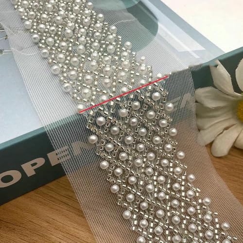 2 Yards Perlenbesatz, weiße Netzstickerei, Perlenbesatz, Band, Streifen, Spitze, Kleidungsstück, Nähzubehör, Stil 7, 2 Yards Preis 2 Yards Perlenbesatz, weiße Netzstickerei, Perlenbesatz, Band, Streifen, Spitze, Kleidungsstück, Nähzubehör, Stil 7, 2 Yards Preis von ZFISH