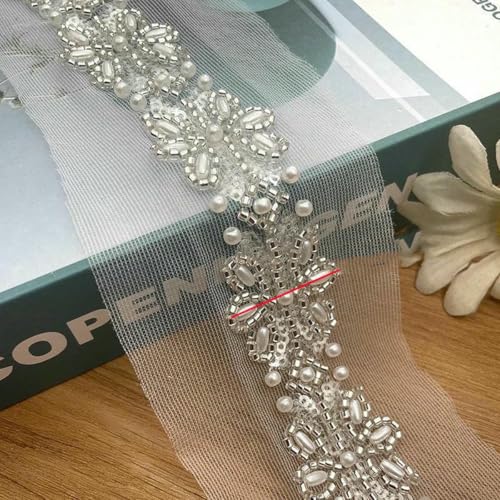 2 Yards Perlenbesatz, weiße Netzstickerei, Perlenbesatz, Band, Streifen, Spitze, Kleidungsstück, Nähzubehör, Stil 9, 2 Yards Preis von ZFISH