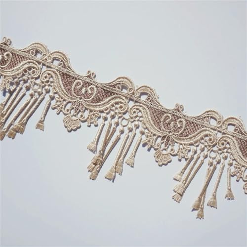 2 Yards Quaste Polyester Spitzenbesatz Band Streifen Band für Kostüm Sofabezug Vorhang Applikation Besätze Nähen 12 CM 3-1 von ZFISH