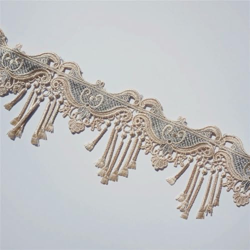 2 Yards Quaste Polyester Spitzenbesatz Band Streifen Band für Kostüm Sofabezug Vorhang Applikation Besätze Nähen 12 CM 3-3 von ZFISH
