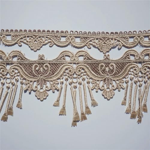 2 Yards Quaste Polyester Spitzenbesatz Band Streifen Band für Kostüm Sofabezug Vorhang Applikation Besätze Nähen 12 CM 3-6 von ZFISH