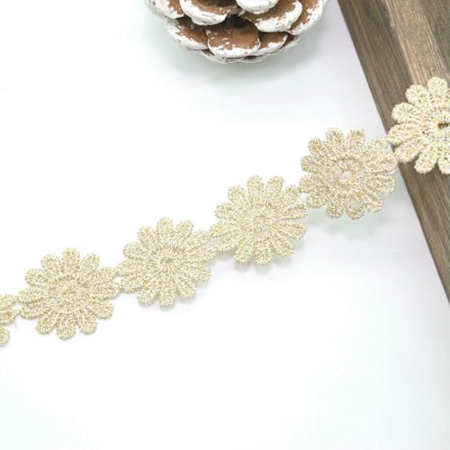 2 Yards Spitzenband mit Goldbesatz, Blütenblätter, Stickerei, goldene Bänder, Kleider, dekoratives DIY-Stricken, handgefertigte Spitze zum Nähen, 7–2 Yards 2 Yards Spitzenband mit Goldbesatz, Blütenblätter, Stickerei, goldene Bänder, Kleider, dekoratives DIY-Stricken, handgefertigte Spitze zum Nähen, 7–2 Yards von ZFISH