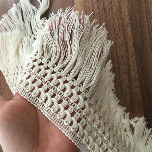 2 Yards Spitzenquastenband Baumwollquasten Fransenbesatz Quastenspitze zum Nähen von Bettwäsche Vorhängen DIY-Zubehör-2 Yards von ZFISH