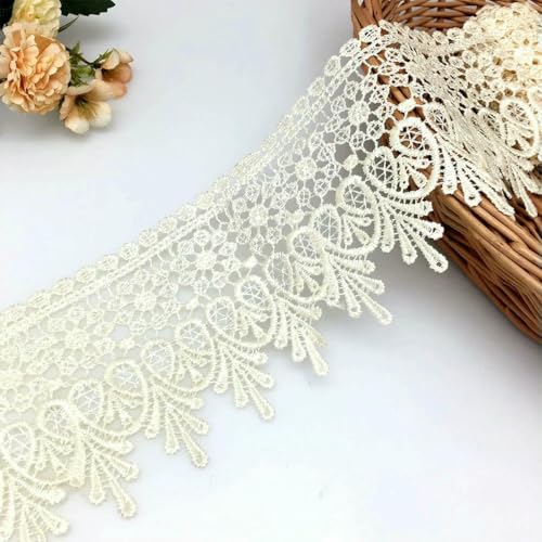2 Yards Wunderschönes florales Spitzenband, 9 cm Besatz für DIY-Stickerei, Nähdekoration, afrikanischer Spitzenstoff, 1–2 Yards von ZFISH