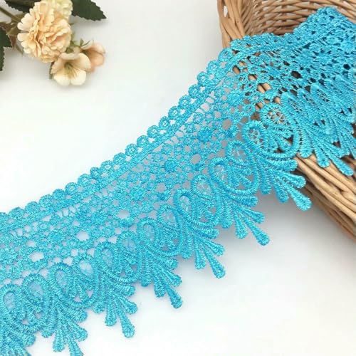 2 Yards Wunderschönes florales Spitzenband, 9 cm Besatz für DIY-Stickerei, Nähdekoration, afrikanischer Spitzenstoff, 2-2 Yards von ZFISH