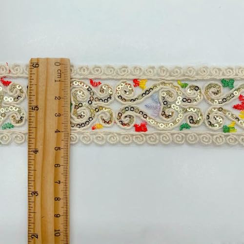 2 m/6,56 Fuß pro Packung, große, breite Organza-Spitzenbesätze, Blumenstickerei, Stoff mit Pailletten, Nähvorhang, Zubehör, DIY-Basteldekorationen, Beige-Gold, 2 Meter 2 m/6,56 Fuß pro Packung, große, breite Organza-Spitzenbesätze, Blumenstickerei, Stoff mit Pailletten, Nähvorhang, Zubehör, DIY-Basteldekorationen, Beige-Gold, 2 Meter von ZFISH