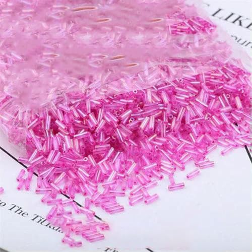 2 x 6 mm österreichische Kristallglasröhre, runde Rocailles-Perlen, lange Röhrenperle für Kleidungsstücke, Nähzubehör, Halsketten, DIY-Schmuckherstellung – AB-Rosenrot – 2 x 6 mm, 50 g von ZFISH