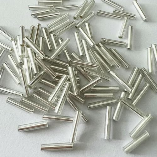 20 Gramm silbergefüllte Röhrenperlen, Glasmaterial, silberne Röhrenperlen, DIY, handgefertigte Perlenstickerei, Schmuckzubehör-TB08-Silber von ZFISH