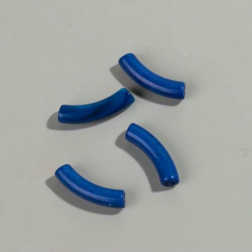 20 Stück 8 mm dünne Acryl-Röhrenperlen, zweifarbig, gebogenes Harzrohr, lose Perlen für DIY-Armbänder, Halsketten, Schmuckzubehör, Königsblau, 8 mm von ZFISH