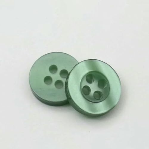 20 bis 150 Stück, 2,6 mm, Perlglanz-Harz, echter Wellknopf, vier Augen, breitkrempiger Perlglanzknopf, farbiges Hemdfutter, Dunkelgrün, 2–150 Stück von ZFISH
