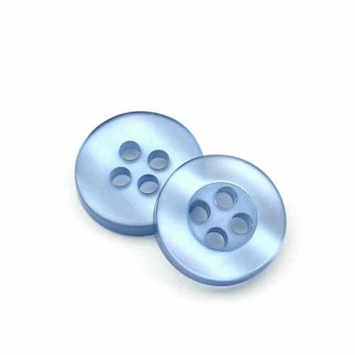 20 bis 150 Stück, 2,6 mm, perlmuttartiger Knopf aus Kunstharz, echte Wellpappe, vier Ösen, breitkrempiger Perlmuttknopf, farbiges Hemdfutter, Himmelblau, 100 Stück von ZFISH