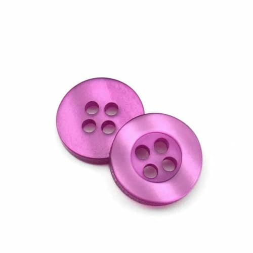 20 bis 150 Stück, 2,6 mm, perlmuttartiger Knopf aus Kunstharz, echte Wellpappe, vier Ösen, breitkrempiger Perlmuttknopf, farbiges Hemdfutter, Lila, 100 Stück von ZFISH
