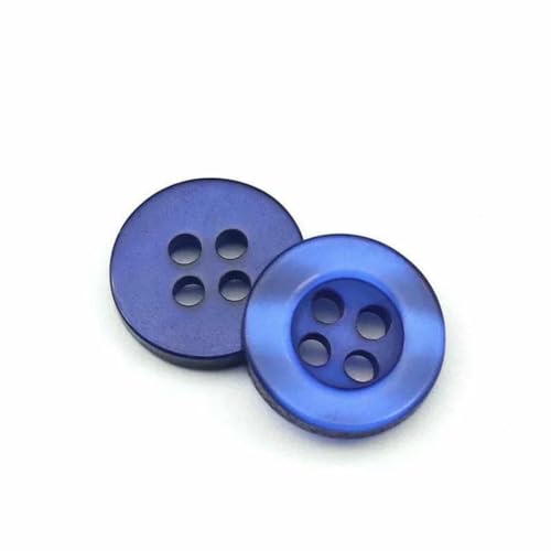 20 bis 150 Stück, 2,6 mm, perlmuttartiger Knopf aus Kunstharz, echter Wellpappe, vier Ösen, breitkrempiger Perlmuttknopf, farbiges Hemdfutter, Saphirblau, 50 Stück von ZFISH
