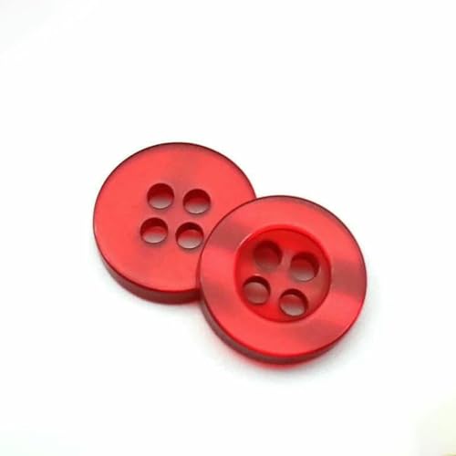 20 bis 150 Stück, 2,6 mm, perlmuttfarbener Knopf aus Kunstharz, echte Wellpappe, vier Ösen, breitkrempiger Perlmuttknopf, farbiges Hemdfutter, Rot, 150 Stück von ZFISH