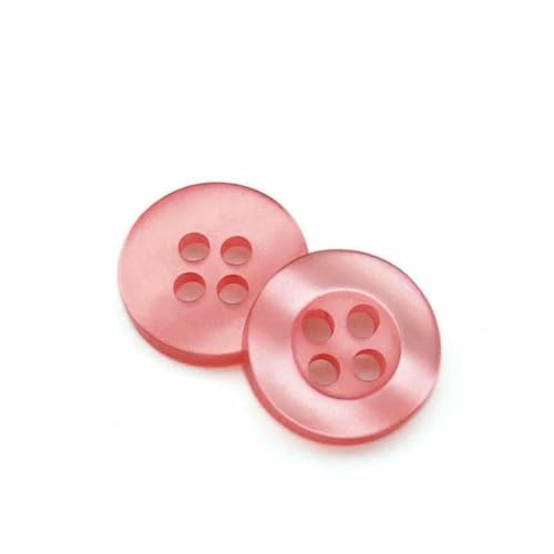 20 bis 150 Stück, 2,6 mm, perlmuttfarbener echter Wellknopf aus Kunstharz mit vier Ösen und breiter Krempe, perlmuttfarbener Knopf, farbiges Hemdfutter – Wassermelonenro von ZFISH