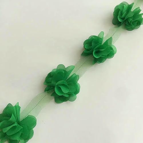 24 Blumen (ca. 2 Meter) 33 Farben 6 cm Breite 3D Chiffon Blumen DIY Spitzenbesatz Spitzenband Dekoration Kleidung Zubehör XF03-24-24 BLUMEN von ZFISH