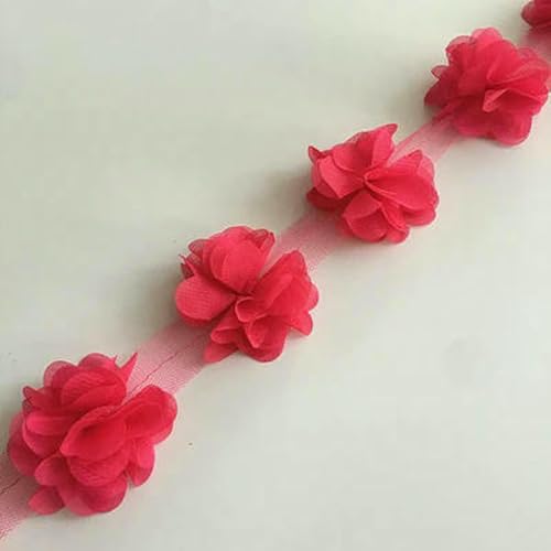 24 Blumen (ca. 2 Meter) 33 Farben 6 cm Breite 3D Chiffon Blumen DIY Spitzenbesatz Spitzenband Dekoration Kleidung Zubehör XF03-26-24 BLUMEN von ZFISH
