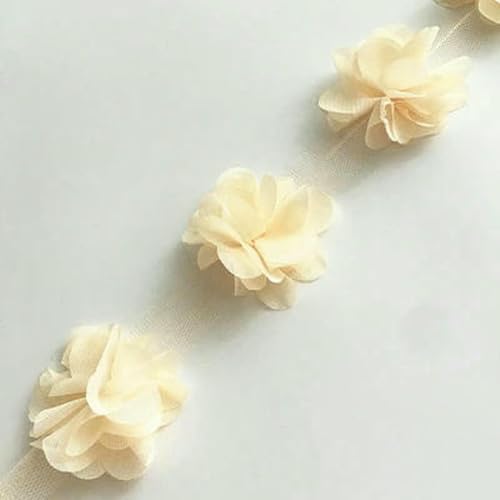24 Blumen (ca. 2 Meter) 33 Farben 6 cm Breite 3D Chiffon Blumen DIY Spitzenbesatz Spitzenband Dekoration Kleidung Zubehör XF03-4-24 BLUMEN von ZFISH