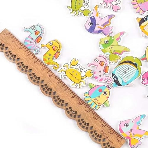 25 Stück gemischte Holzknöpfe mit Meerestier-Muster, Malerei, für Kleidung, Basteln und Scrapbooking, DIY-Nähzubehör, M1736-Mix 25 Stück gemischte Holzknöpfe mit Meerestier-Muster, Malerei, für Kleidung, Basteln und Scrapbooking, DIY-Nähzubehör, M1736-Mix von ZFISH
