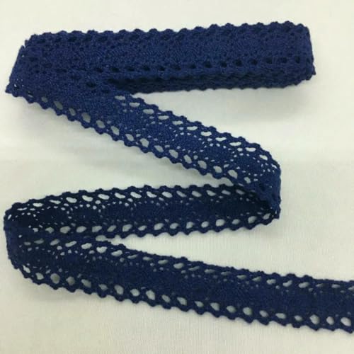 2Y 1 cm 1,5 cm 2,5 cm 6 cm Gehäkeltes Gurtband aus Baumwollspitze mit Blumenmuster für handgemachtes Nähen, Weihnachten, Ostern, Hochzeit, Deko, Verpackung-C008-10 Marineblau 1,5 cm-2 Yards von ZFISH