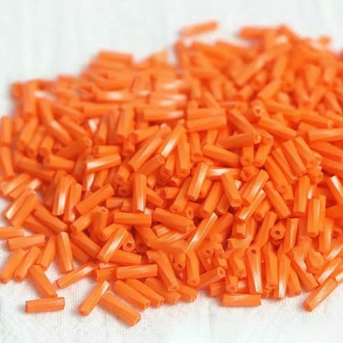 2x6mm einfarbige Spiralröhrenperlen, handgefertigte DIY-Perlen, lose Glasreisperlen, Armband-Halskettenmaterial-TW06-2x6mm 100g 2600Stk von ZFISH