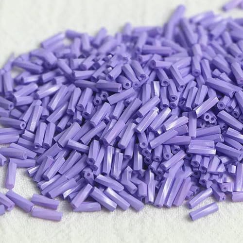 2x6mm einfarbige Spiralröhrenperlen, handgefertigte DIY-Perlen, lose Glasreisperlen, Armband-Halskettenmaterial-TW16-2x6mm 100g 2600Stk von ZFISH