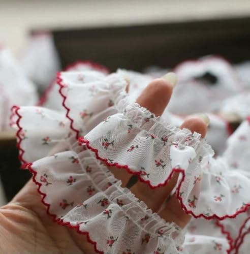 3,0 Meter/Los Bedrucktes Spitzenband mit Blumenmuster, plissiertes Netzgarn, DIY-Dekoration, Socken, kleine Spitzenbesätze, X1252-Rot-5 Meter 3,0 Meter/Los Bedrucktes Spitzenband mit Blumenmuster, plissiertes Netzgarn, DIY-Dekoration, Socken, kleine Spitzenbesätze, X1252-Rot-5 Meter von ZFISH