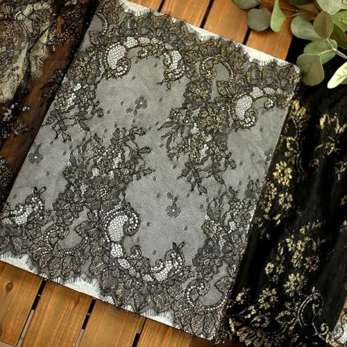 3,0 Meter lange Spitze im europäischen Stil, Wimpernzubehör, handgefertigt, DIY-Kleidung, Hochzeitsstoff, Goldfadenspitze, Schwarzgold, 3,0 Meter Preis, 3,0 Meter 3,0 Meter lange Spitze im europäischen Stil, Wimpernzubehör, handgefertigt, DIY-Kleidung, Hochzeitsstoff, Goldfadenspitze, Schwarzgold, 3,0 Meter Preis, 3,0 Meter von ZFISH
