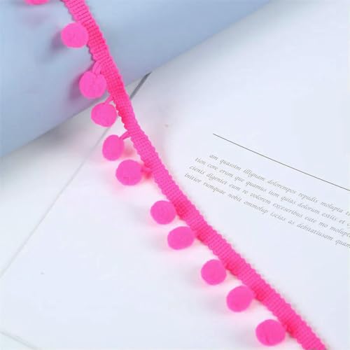 3/5/10 Meter Pom-Pom-Spitzenbesatz, Kugelband zum Selbermachen, Nähen, für Kleidungsstücke, Hüte, Kissen, Nähen, dekoratives Zubehör, Fransenband – fluoreszierende Rose – 10 3/5/10 Meter Pom-Pom-Spitzenbesatz, Kugelband zum Selbermachen, Nähen, für Kleidungsstücke, Hüte, Kissen, Nähen, dekoratives Zubehör, Fransenband – fluoreszierende Rose – 10 von ZFISH