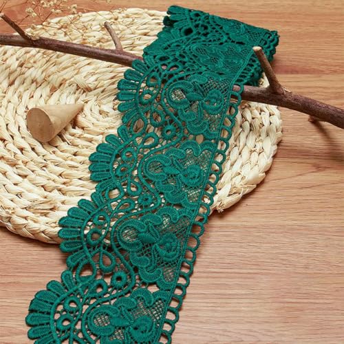 3 Meter Spitzenband mit Blumenstickerei, DIY-Bekleidung, Nähstoff, 10 cm, handgefertigtes Bastelmaterial, ausgehöhltes, wasserlösliches Klebeband, Dunkelgrün, 3 Meter Länge 3 Meter Spitzenband mit Blumenstickerei, DIY-Bekleidung, Nähstoff, 10 cm, handgefertigtes Bastelmaterial, ausgehöhltes, wasserlösliches Klebeband, Dunkelgrün, 3 Meter Länge von ZFISH