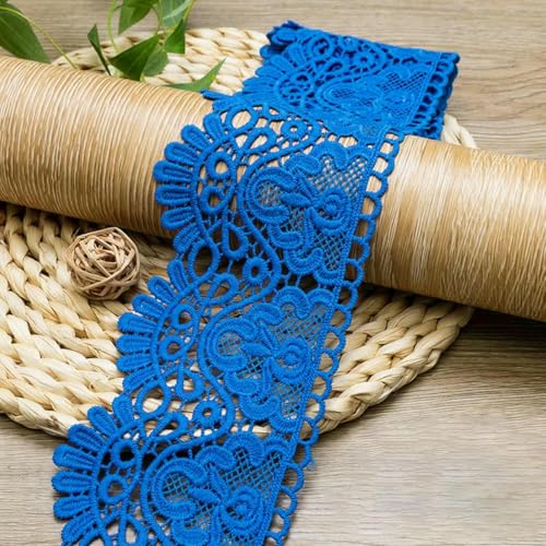 3 Meter Spitzenband mit Blumenstickerei, DIY-Bekleidung, Nähstoff, 10 cm, handgefertigtes Bastelmaterial, ausgehöhltes, wasserlösliches Klebeband, Königsblau, 3 Meter Länge 3 Meter Spitzenband mit Blumenstickerei, DIY-Bekleidung, Nähstoff, 10 cm, handgefertigtes Bastelmaterial, ausgehöhltes, wasserlösliches Klebeband, Königsblau, 3 Meter Länge von ZFISH