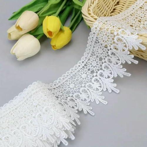 3 Yards breites Spitzenband, floral bestickte Spitzenkantenbesatz zum Nähen, Basteln, Heim- und Hochzeitsdekor-Elfenbein-3 Yards 3 Yards breites Spitzenband, floral bestickte Spitzenkantenbesatz zum Nähen, Basteln, Heim- und Hochzeitsdekor-Elfenbein-3 Yards von ZFISH