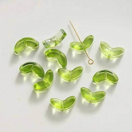 30 Stück/Los 9 mm Tulpenblumen Lampwork-Perlen Schmuckherstellung Mehrfarbige Glasblatt-Flora-Perlen Lose Perlen für DIY-Ohrring-Bastelarbeiten-Blatt6-30 Stück von ZFISH