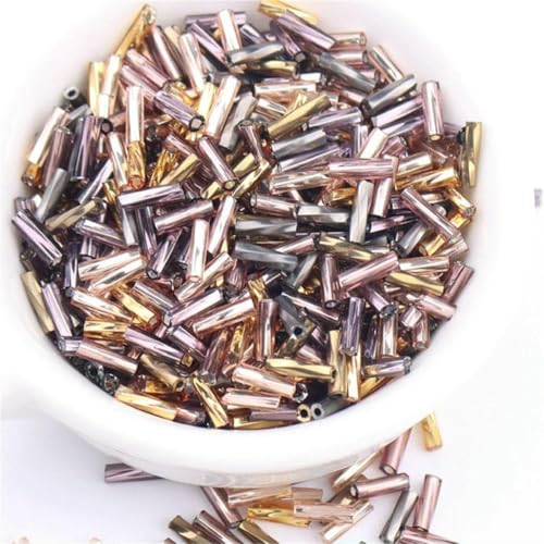 300 Stück 11/0 Röhrenperlen 2 x 6 mm, gedrehte Glasperlen, spiralförmige Rocailles-Perlen für DIY-Armbänder, Schmuck, Kleiderherstellung, Kleidungsstücke, Zubehör, gemischte koreanische Farben, 4–4 von ZFISH