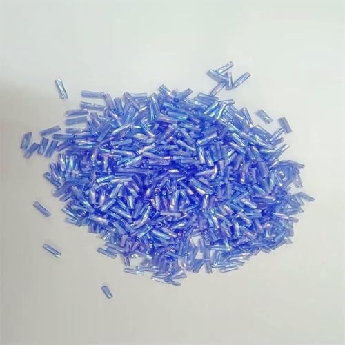 300 Stück 11/0 Röhrenperlen 2 x 6 mm, gedrehte Glasperlen, spiralförmige Rocailles-Perlen für DIY-Armbänder, Schmuck, Kleiderherstellung, Kleidungsstücke, Zubehör – Saphirblau AB38 – 450 g Twist, von ZFISH