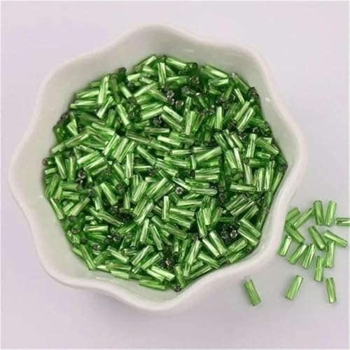 300 Stück 11/0 Röhrenperlen 2 x 6 mm Twist-Glasperlen, spiralförmige Rocailles-Perlen für DIY-Armbänder, Schmuck, Kleiderherstellung, Kleidungsstücke, Zubehör, hellgrün29, 2 x 6 mm Twist, 300 Stück von ZFISH