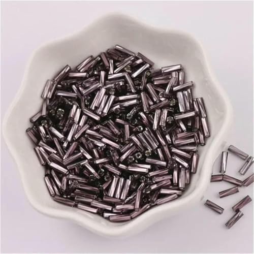 300 Stück 11/0 Röhrenperlen 2 x 6 mm Twist-Glasperlen, spiralförmige Rocailles-Perlen für DIY-Armbänder, Schmuck, Kleiderherstellung, Kleidungsstücke, Zubehör – Bohnenviolett 23 – 2 x 6 mm Twist, von ZFISH