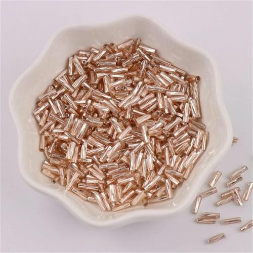 300 Stück 11/0 Röhrenperlen 2 x 6 mm Twist-Glasperlen, spiralförmige Rocailles-Perlen für DIY-Armbänder, Schmuck, Kleiderherstellung, Kleidungsstücke, Zubehör – Champagner 10 – 450 g Twist, 13.500 von ZFISH