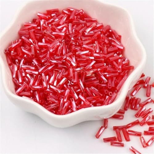 300 Stück 11/0 Röhrenperlen 2 x 6 mm Twist-Glasperlen, spiralförmige Rocailles-Perlen für DIY-Armbänder, Schmuck, Kleiderherstellung, Kleidungsstücke, Zubehör – Oling Red36–450 g Twist 13500 Stück von ZFISH