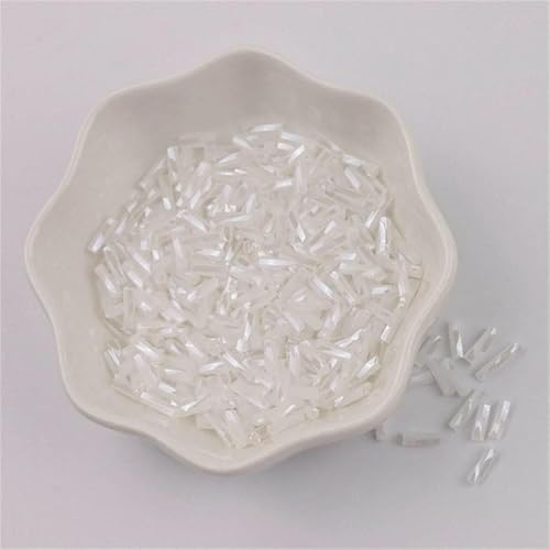 300 Stück 11/0 Röhrenperlen 2 x 6 mm Twist-Glasperlen, spiralförmige Rocailles-Perlen für DIY-Armbänder, Schmuck, Kleiderherstellung, Kleidungsstücke, Zubehör – einfarbig weiß, 13–450 g, Twist, 13 von ZFISH
