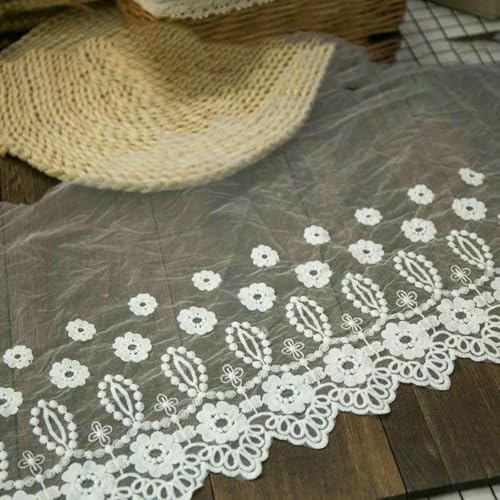 32 mm breites weißes Spitzenband für Hochzeitskleid, Handarbeit, DIY, Basteln, Nähen, Dekoration, Stoff, floraler Spitzenbesatz, 2021-XZ198-2 Yards 32 mm breites weißes Spitzenband für Hochzeitskleid, Handarbeit, DIY, Basteln, Nähen, Dekoration, Stoff, floraler Spitzenbesatz, 2021-XZ198-2 Yards von ZFISH