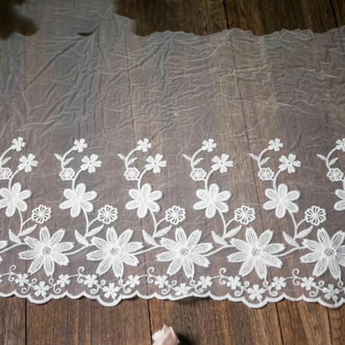 32 mm breites weißes Spitzenband für Hochzeitskleid, Handarbeit, DIY, Basteln, Nähen, Dekoration, Stoff, floraler Spitzenbesatz, 2021-XZ207-2 Yards 32 mm breites weißes Spitzenband für Hochzeitskleid, Handarbeit, DIY, Basteln, Nähen, Dekoration, Stoff, floraler Spitzenbesatz, 2021-XZ207-2 Yards von ZFISH