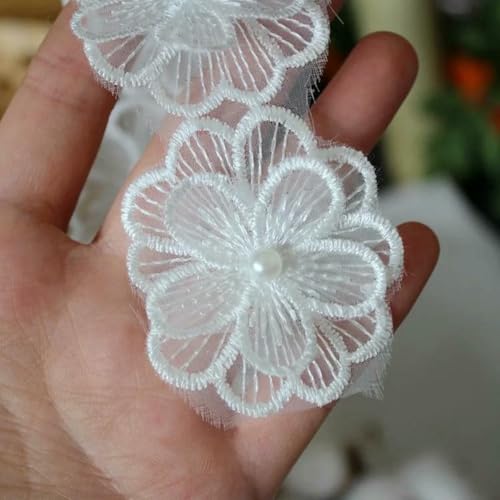 3D-Doppelschicht-Handgenähtes Perlennetz, bestickte Blumen-Spitzenbesatz, Hochzeits-Dr.-Kopf-Schleier-Loch-Patch, Material: B, Abschnitt 10 ist etwa 51 cm lang von ZFISH