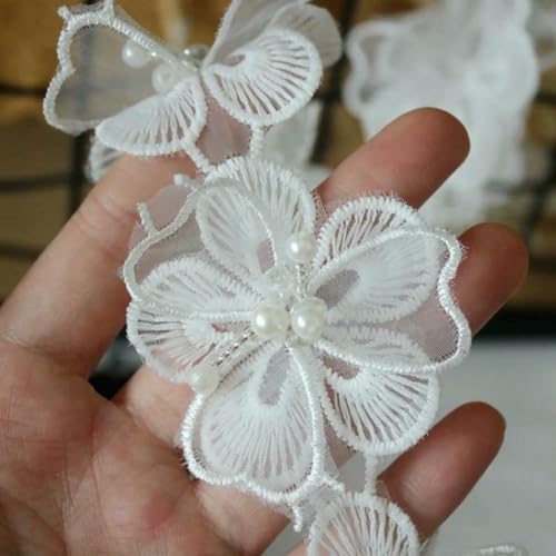 3D-Doppelschicht-Perlennetz mit handgenähter Stickerei und Blumenspitze, Hochzeits-Dr.-Kopf-Schleier-Loch-Patch-Material – H, Abschnitt 9 ist etwa 51 cm lang von ZFISH